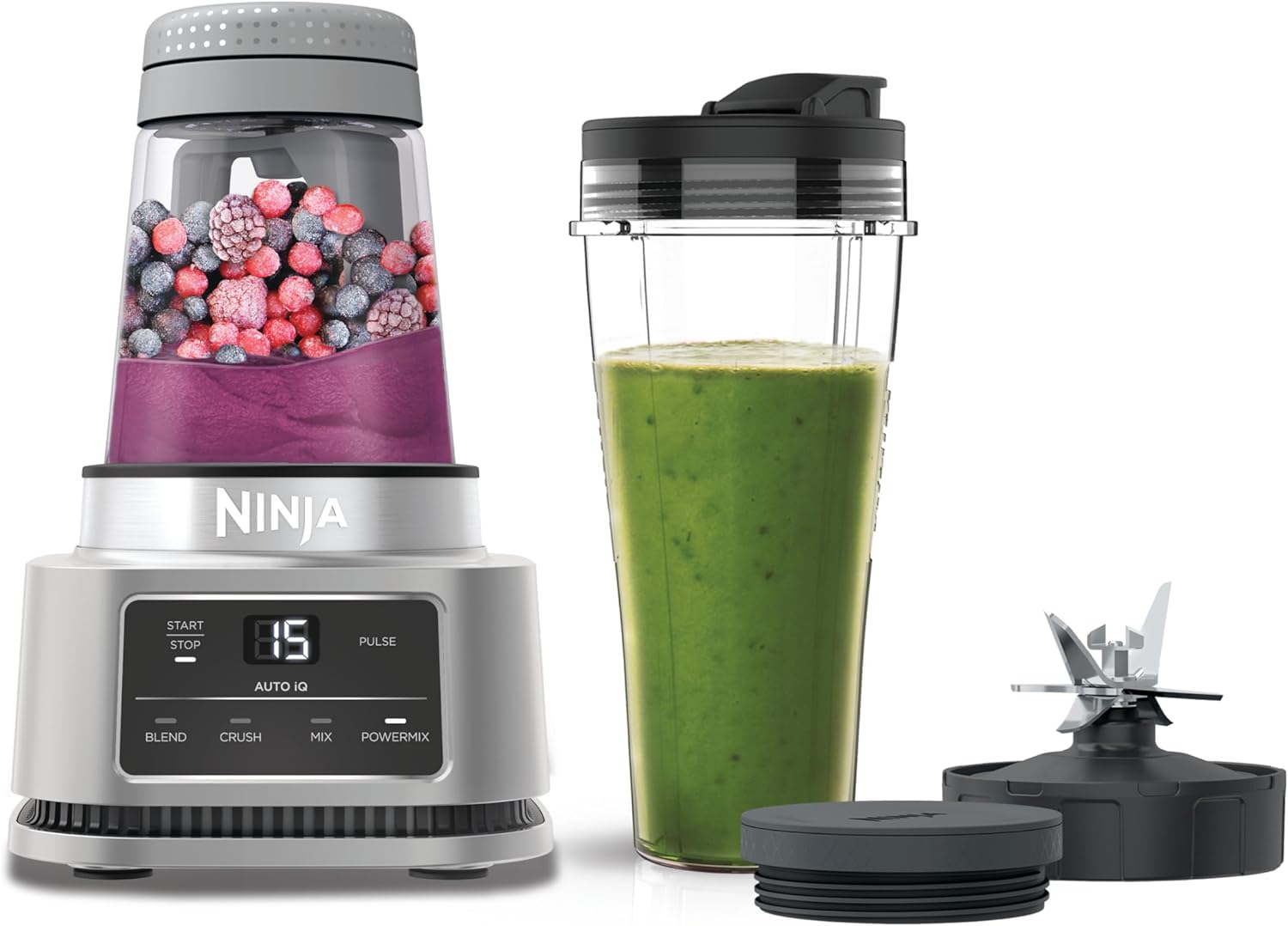 Ninja Foodi Power Nutri Blender 2 - in - 1, Blend Smoothie Bowls, Thick Spreads & Frozen Drinks, Automatic Programs, 700ml Cup & 400ml Bowl with with Power Paddle, 1100W, Silver CB100UK - Amazing Gadgets Outlet