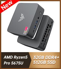 NiPoGi AM16 Mini PC AMD Ryzen 5 PRO 5675U(Beats 5500U/5560U/5600U,6C/12T,Max 4.3GHz),Mini Computer 16GB Dual Channel RAM+512GB M.2 NVME SSD,WiFi6/BT5.2/Triple Display 4K@60Hz/HDMI+Type - C,Office/Home - Amazing Gadgets Outlet