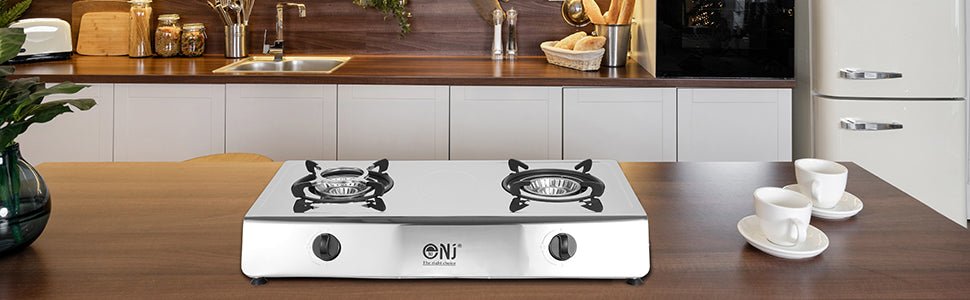 NJ - 200SD Indoor Gas Stove - 2 Burner Portable Gas Hob LPG Cooker Caravan Cooktop Stainless Steel Freestanding Table Top for Home Kitchen Camping Garden Catering 8.0kW - Amazing Gadgets Outlet