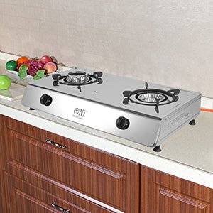 NJ - 200SD Indoor Gas Stove - 2 Burner Portable Gas Hob LPG Cooker Caravan Cooktop Stainless Steel Freestanding Table Top for Home Kitchen Camping Garden Catering 8.0kW - Amazing Gadgets Outlet