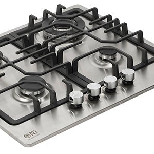 NJ - 600S Gas Hob 4 Burner - 60cm Built - in Stainless Steel Cooktop NG/LPG Convertable Cooker with Cast Iron Supports & FFD - Amazing Gadgets Outlet