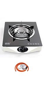 NJ NGB - S1 Indoor Portable Gas Stove - Single Burner Gas Hob Table Top Cooker LPG Cooker For Caravan Black Glass Freestanding Cooktop Camping Outdoor 4.2kW - Amazing Gadgets Outlet