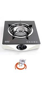 NJ NGB - S1 Indoor Portable Gas Stove - Single Burner Gas Hob Table Top Cooker LPG Cooker For Caravan Black Glass Freestanding Cooktop Camping Outdoor 4.2kW - Amazing Gadgets Outlet