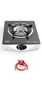 NJ NGB - S1 Indoor Portable Gas Stove - Single Burner Gas Hob Table Top Cooker LPG Cooker For Caravan Black Glass Freestanding Cooktop Camping Outdoor 4.2kW - Amazing Gadgets Outlet