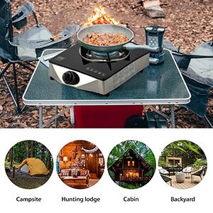 NJ NGB - S1 Indoor Portable Gas Stove - Single Burner Gas Hob Table Top Cooker LPG Cooker For Caravan Black Glass Freestanding Cooktop Camping Outdoor 4.2kW - Amazing Gadgets Outlet