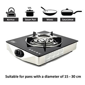 NJ NGB - S1 Indoor Portable Gas Stove - Single Burner Gas Hob Table Top Cooker LPG Cooker For Caravan Black Glass Freestanding Cooktop Camping Outdoor 4.2kW - Amazing Gadgets Outlet