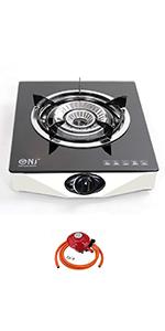 NJ NGB - S1 Indoor Portable Gas Stove - Single Burner Gas Hob Table Top Cooker LPG Cooker For Caravan Black Glass Freestanding Cooktop Camping Outdoor 4.2kW - Amazing Gadgets Outlet