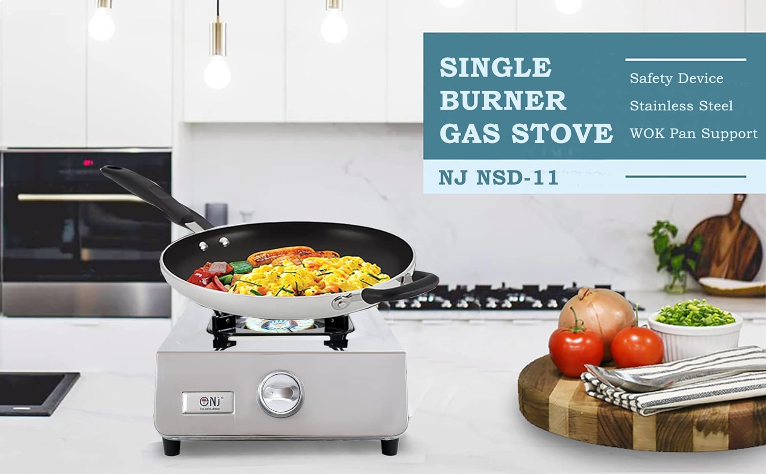 NJ NSD - 11 Portable Gas Stove 1 Burner - Wok Burner Ring Indoor Gas Cooker LPG Gas Hob Cooktop Stainless Steel Efficient Tabletop for Caravan Home Kitchen Camping Garden Catering - Amazing Gadgets Outlet