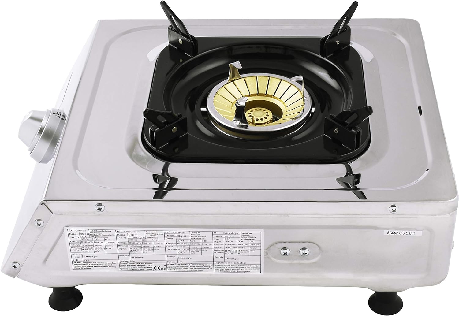 NJ NSD - 11 Portable Gas Stove 1 Burner - Wok Burner Ring Indoor Gas Cooker LPG Gas Hob Cooktop Stainless Steel Efficient Tabletop for Caravan Home Kitchen Camping Garden Catering - Amazing Gadgets Outlet