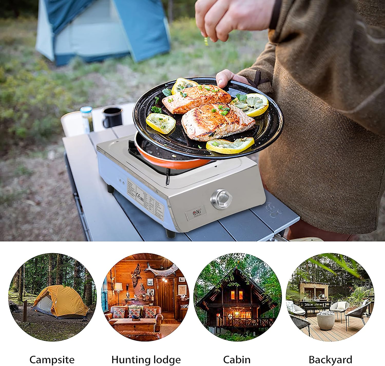 NJ NSD - 11 Portable Gas Stove 1 Burner - Wok Burner Ring Indoor Gas Cooker LPG Gas Hob Cooktop Stainless Steel Efficient Tabletop for Caravan Home Kitchen Camping Garden Catering - Amazing Gadgets Outlet