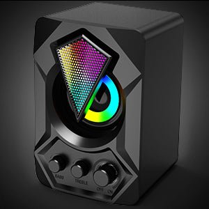 NJSJ PC Speakers with Subwoofer,USB - Powered Mini 2.1 Stereo Multimedia Speaker System with RGB Gaming LED Light up Wired 3.5mm Audio for Computer Laptop Monitor,Tablets,Music Player,11W - Amazing Gadgets Outlet