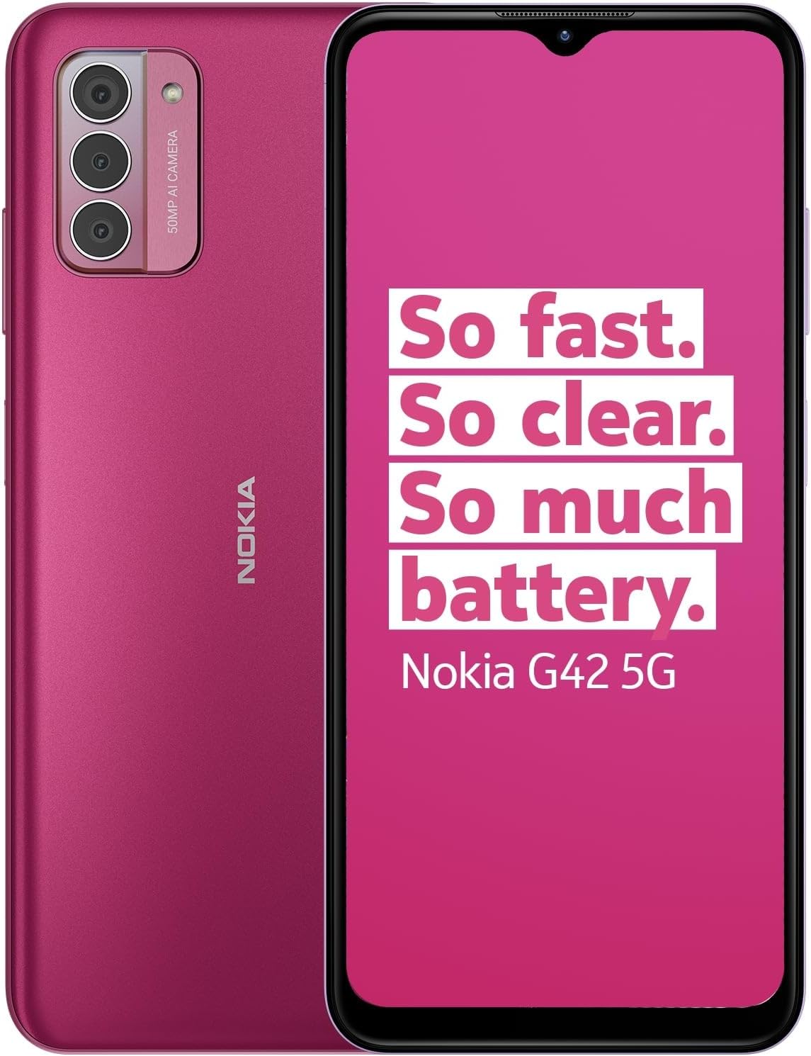 Nokia G42 5G 6.56” HD+ Smartphone Featuring Triple rear 50MP AI camera, 6GB/128GB Storage, 3 - day battery life, Android 13, OZO 3D audio capture, QuickFix repairability and Dual SIM - Purple - Amazing Gadgets Outlet