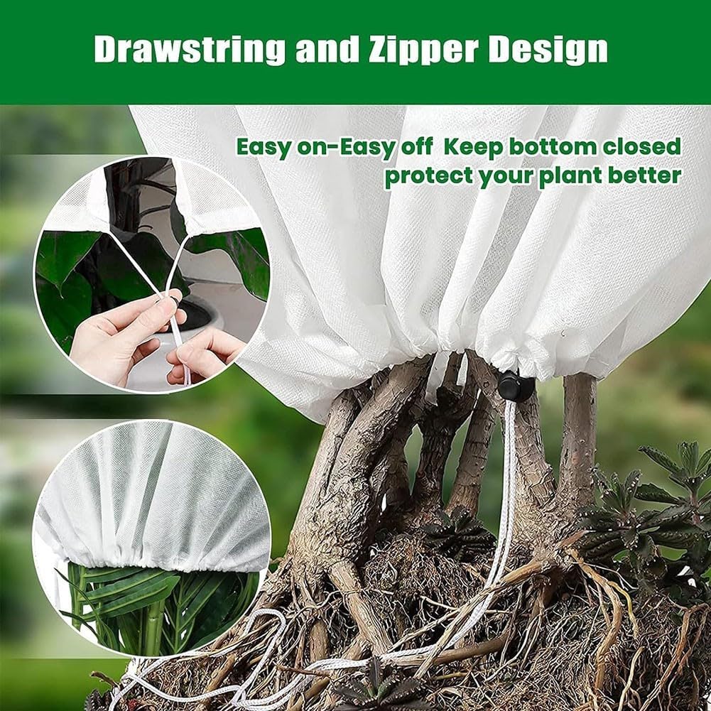 NonWoven Frost Protection Bag for Plants, Breathable & Reusable, Zip and Drawstring Lock Design (120 Width*180cm) - Amazing Gadgets Outlet