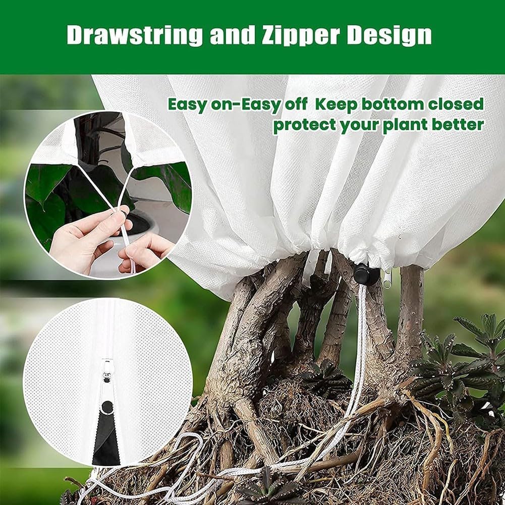 NonWoven Frost Protection Bag for Plants, Breathable & Reusable, Zip and Drawstring Lock Design (120 Width*180cm) - Amazing Gadgets Outlet