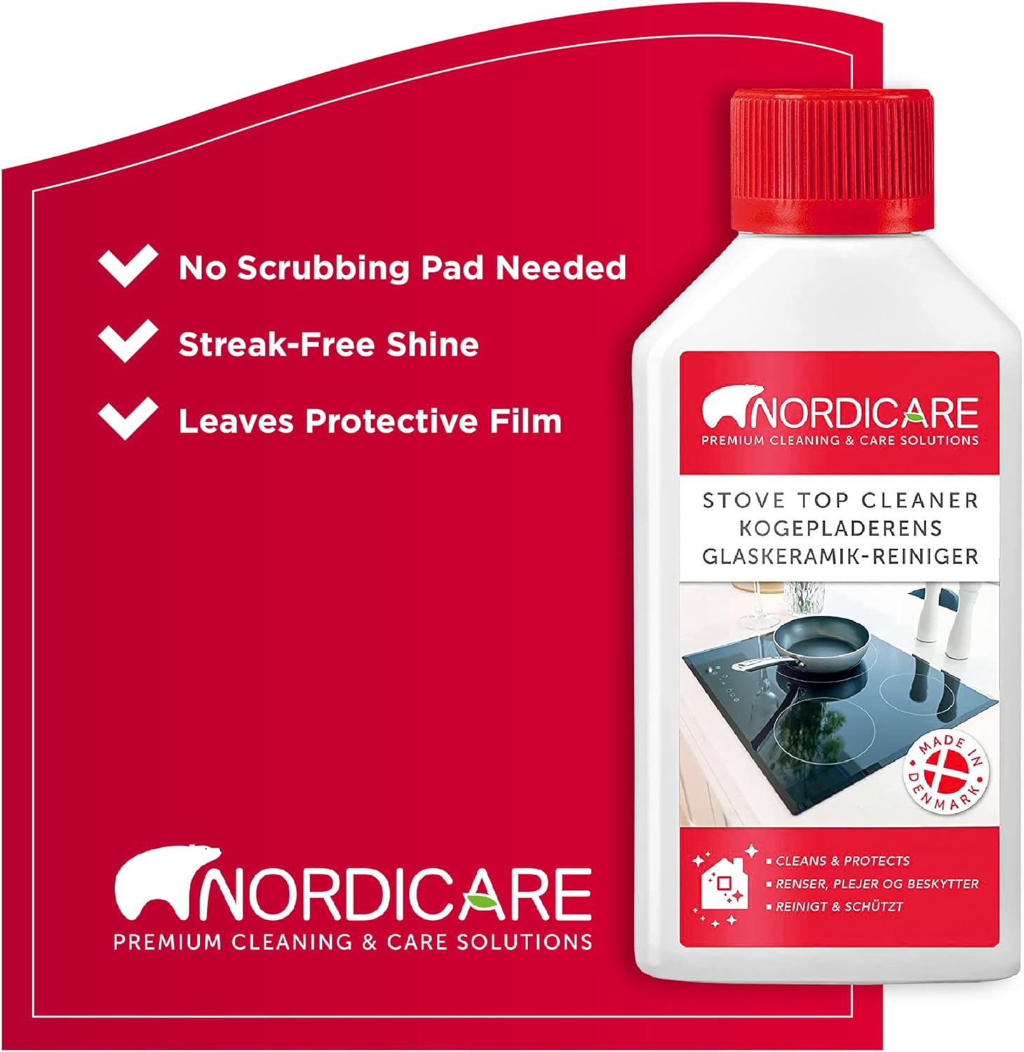 Nordicare Hob Cleaner Glass Ceramic - Induction Stove Top Cleaner Polish and Protector for Everyday Use - Made in Denmark (500ml) - Amazing Gadgets Outlet