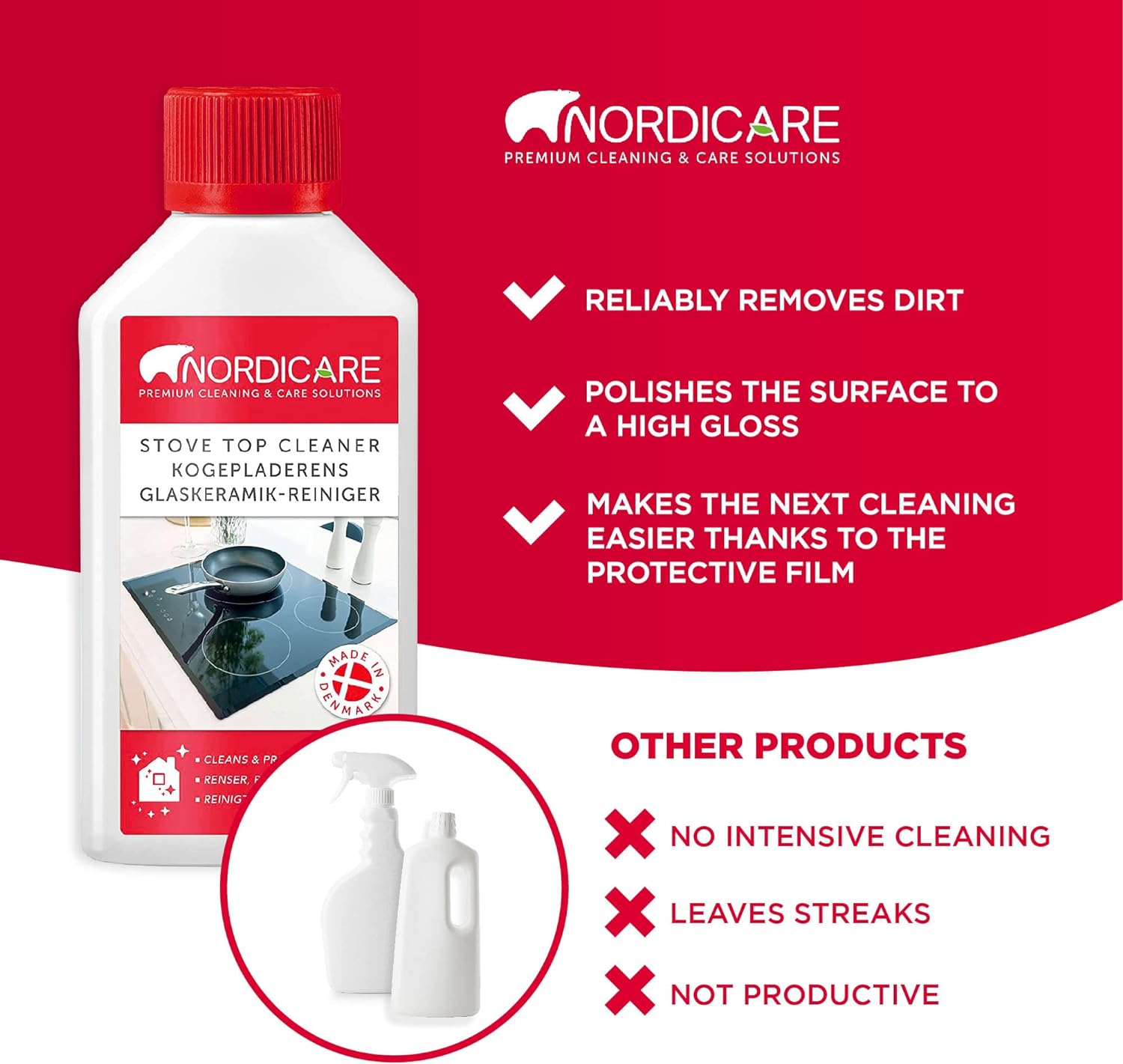 Nordicare Hob Cleaner Glass Ceramic - Induction Stove Top Cleaner Polish and Protector for Everyday Use - Made in Denmark (500ml) - Amazing Gadgets Outlet