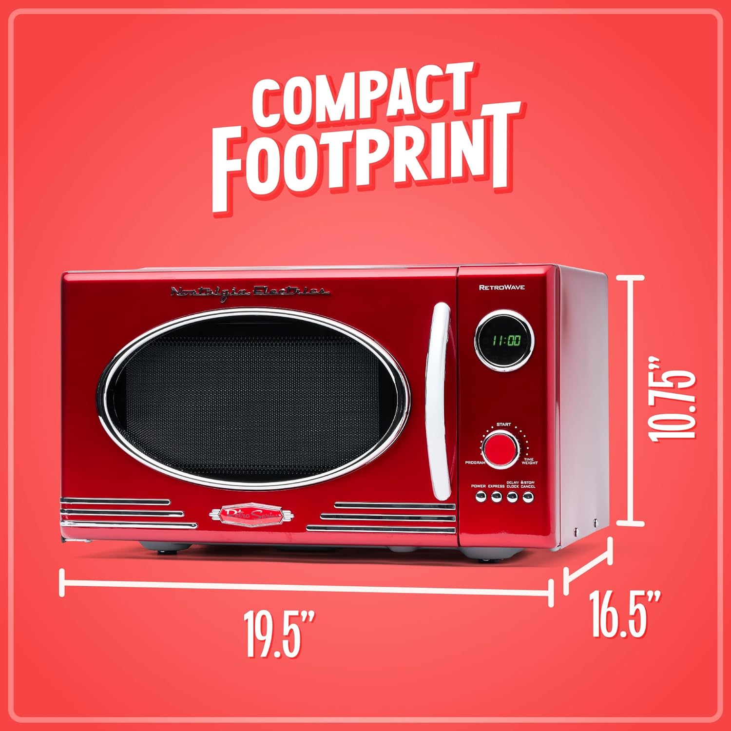 Nostalgia Retro 0.9 Cubic Foot 800 - Watt Countertop Microwave Oven, Cu.Ft, Red - Amazing Gadgets Outlet