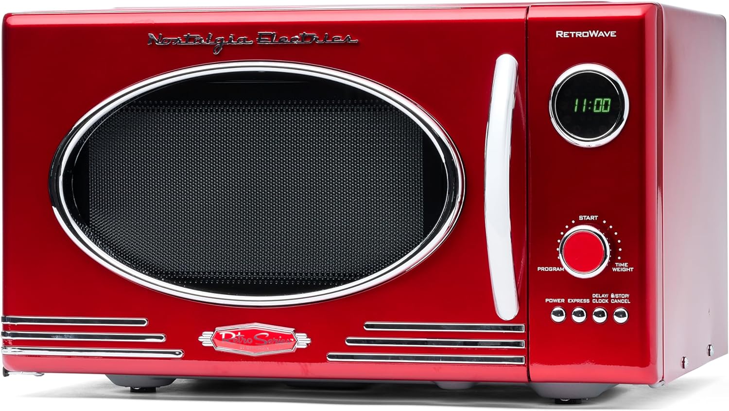 Nostalgia Retro 0.9 Cubic Foot 800 - Watt Countertop Microwave Oven, Cu.Ft, Red - Amazing Gadgets Outlet