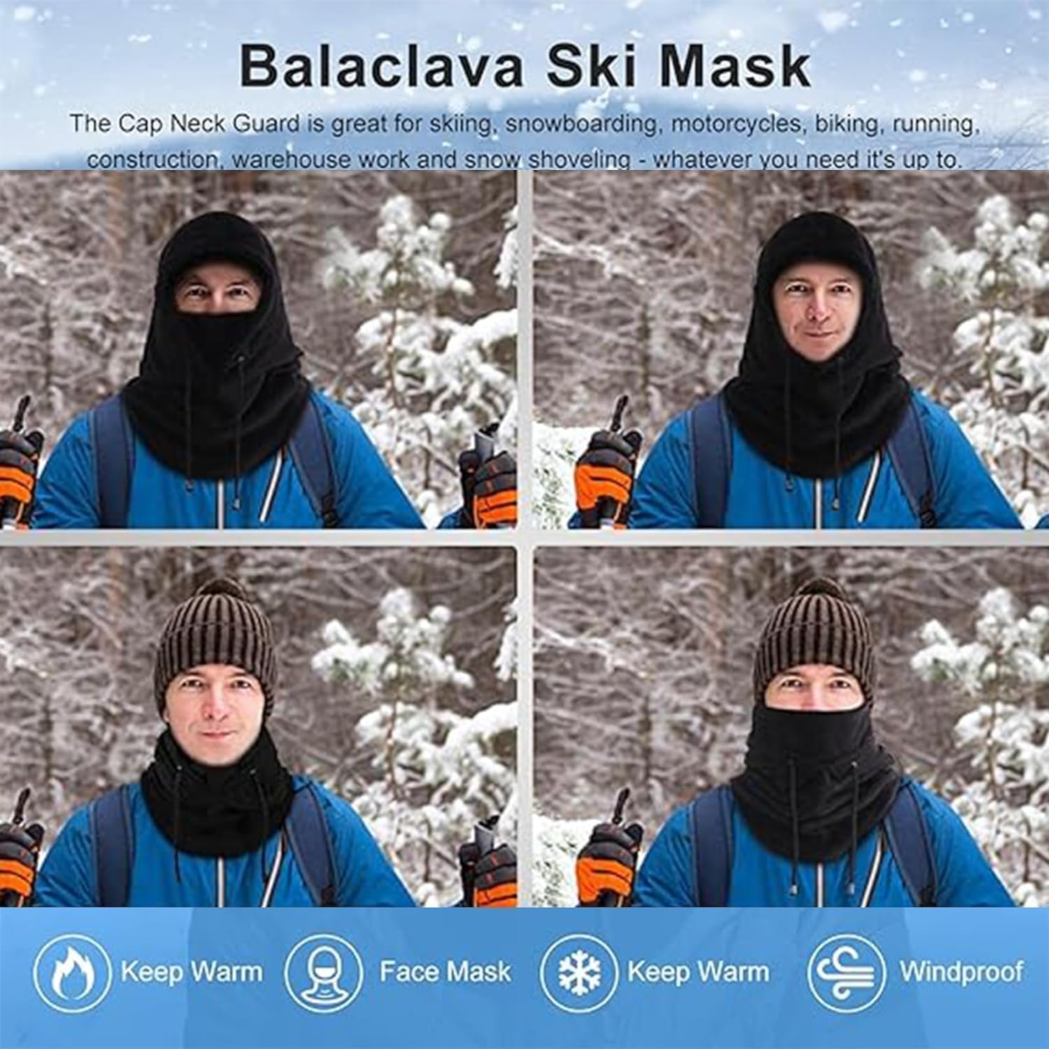 NZPACB Ski Mask,Balaclava,ski Snood,Neck Warmer Men, Black Balaclava for Men Cold Weather Heavyweight Fleece Hood Ski Snow Gear,Balaclavas for Men Windproof Ski Mask for Winter Outdoor Sports Black - Amazing Gadgets Outlet