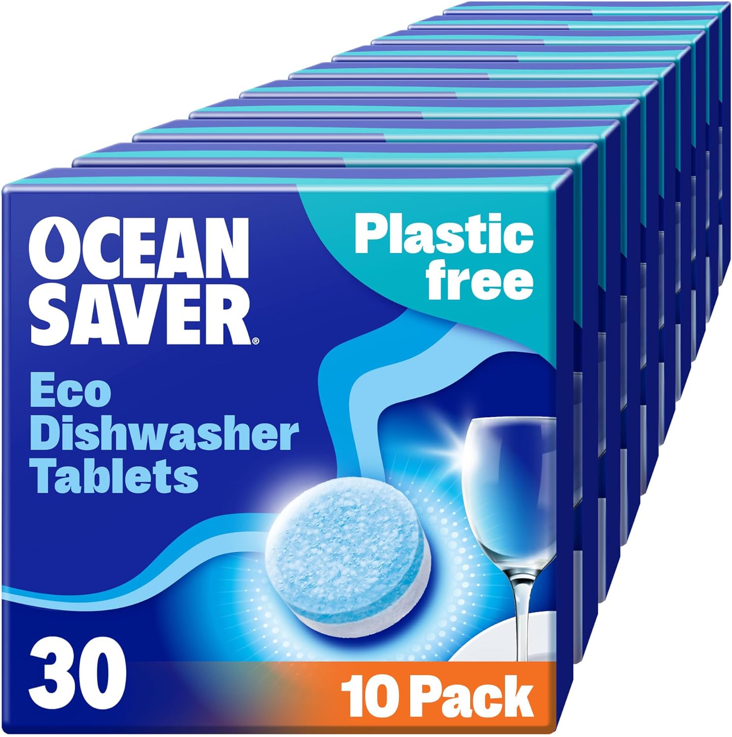 OceanSaver Eco - Friendly Dishwasher Tablets - Pack of 30 | Non - Toxic & Plastic - Free Dish Washing Tablets for Sustainable Cleaning | All in One Plant - Based Dishwasher Salt & Rinse Aid for Tough Stains - Amazing Gadgets Outlet