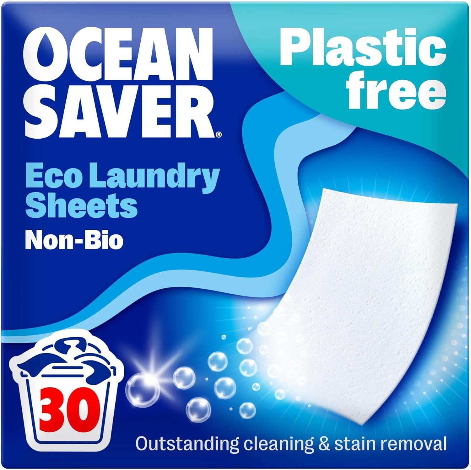 OceanSaver Eco Laundry Detergent Sheets | Non - Bio | Eco - Friendly, Biodegradable & Freshly Scented | Zero - Waste & Removes Tough Stains | Vegan, Plastic & Cruelty - Free | Plant Based Formula (30 Sheets) - Amazing Gadgets Outlet