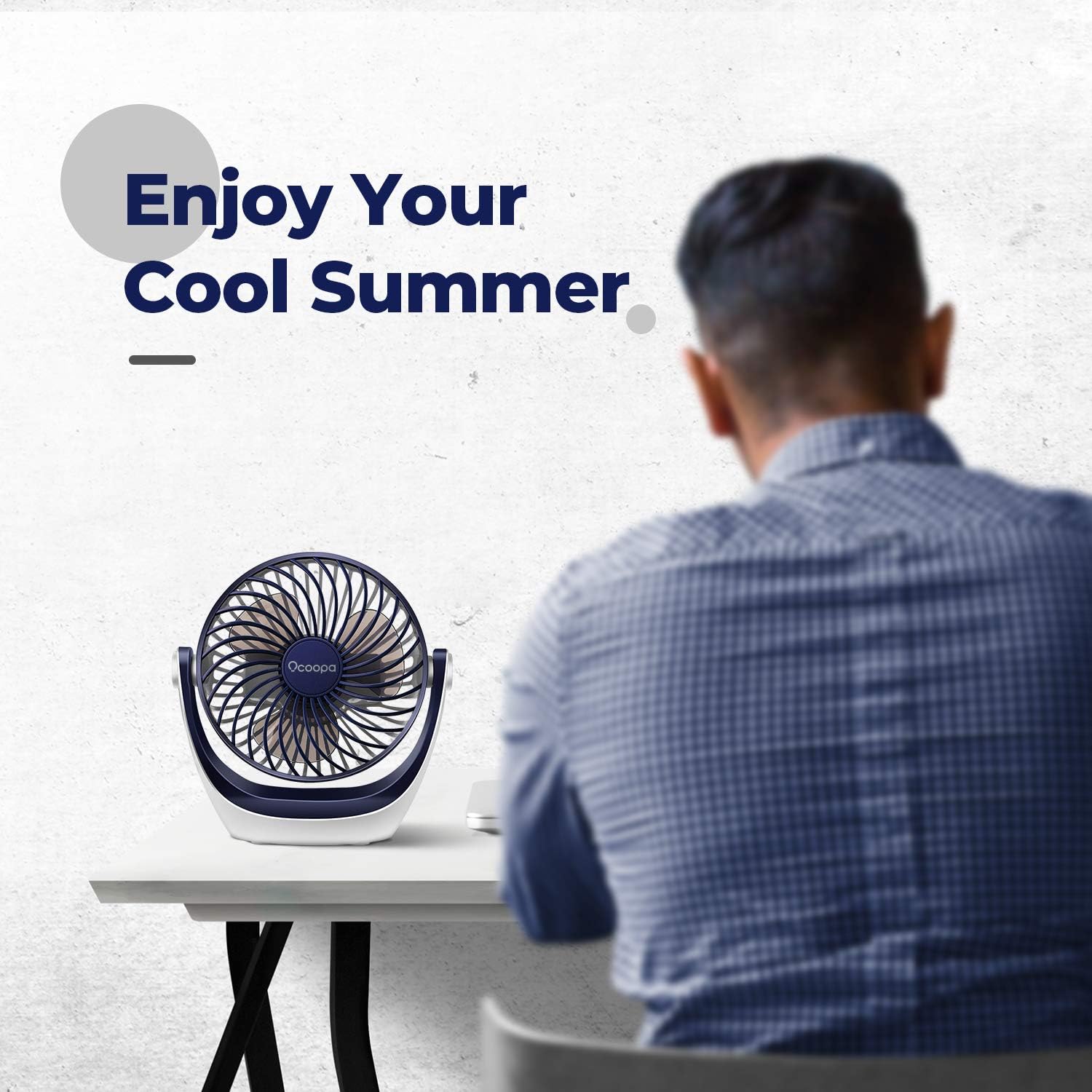 OCOOPA USB Desk Table Fan with Strong Airflow & Quiet Operation, Portable Cooling Fan Speed Adjustable 360°Rotatable Head for Home Office Bedroom Table and Desktop - Amazing Gadgets Outlet