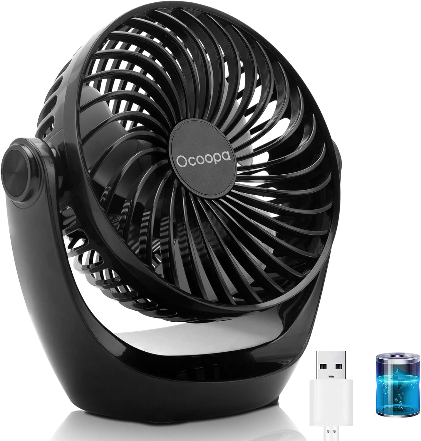 OCOOPA USB Desk Table Fan with Strong Airflow & Quiet Operation, Portable Cooling Fan Speed Adjustable 360°Rotatable Head for Home Office Bedroom Table and Desktop - Amazing Gadgets Outlet