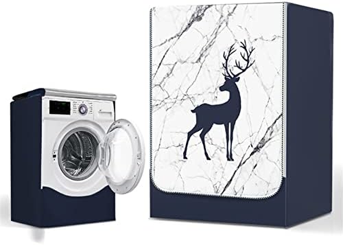 Odot Washer Dustproof Cover Front Load, Washing Machine Dryer Protector Sunscreen Waterproof Tumble Dryer Case Protective Cover for Most Front Loadi (Marble elk,M) - Amazing Gadgets Outlet