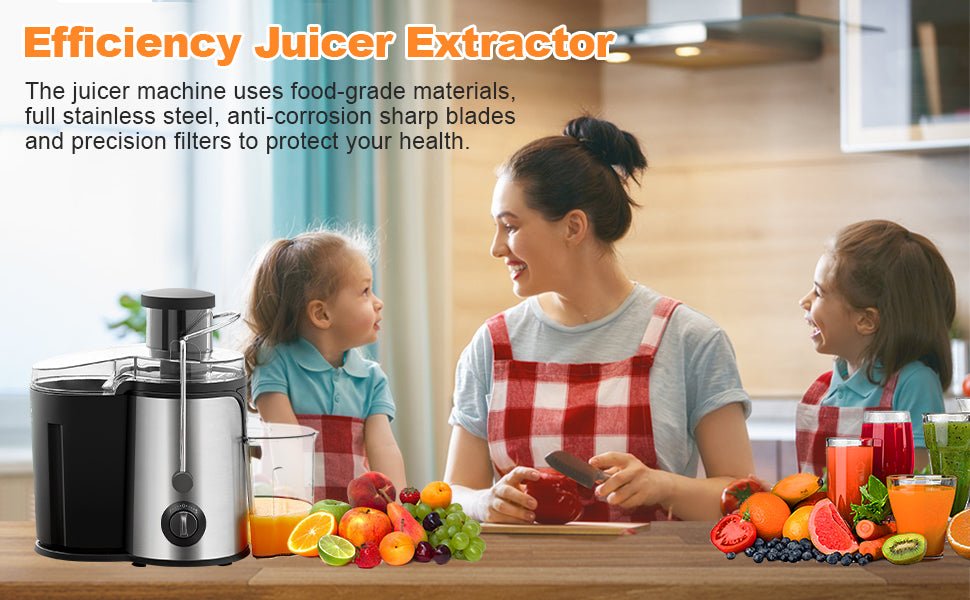 OFCASA Centrifugal Juicer, 600W Juicer Machine for Whole Fruit and Vegetables,70MM Wide Mouth Juicer Extractor 2 Speed Settings, Stainless Steel Juicer Maker Easy to Use & Clean, BPA - Free, Silver - Amazing Gadgets Outlet