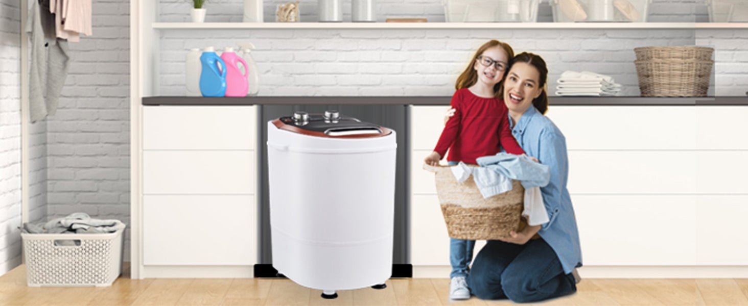 OFCASA Small Portable Washing Machine 2 in 1, 220V Single Tub Non Electric Washing Machine Spin Dryer with Timer Control - Amazing Gadgets Outlet