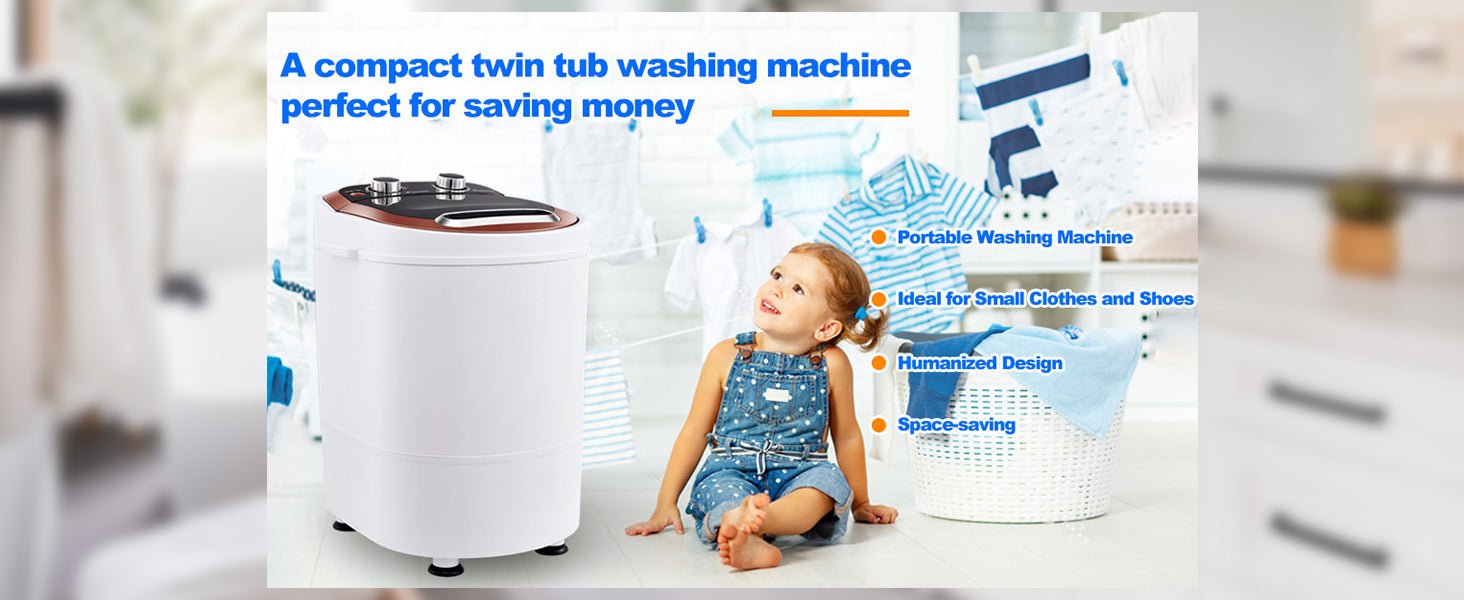 OFCASA Small Portable Washing Machine 2 in 1, 220V Single Tub Non Electric Washing Machine Spin Dryer with Timer Control - Amazing Gadgets Outlet