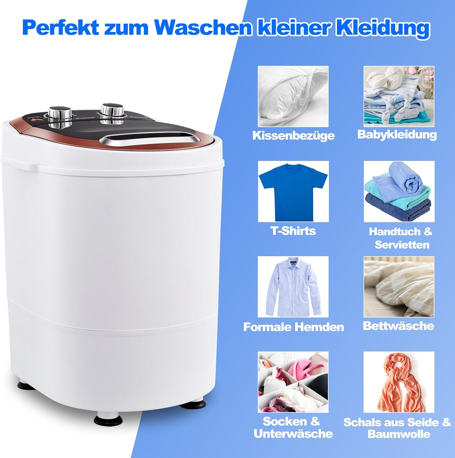OFCASA Small Portable Washing Machine 2 in 1, 220V Single Tub Non Electric Washing Machine Spin Dryer with Timer Control - Amazing Gadgets Outlet