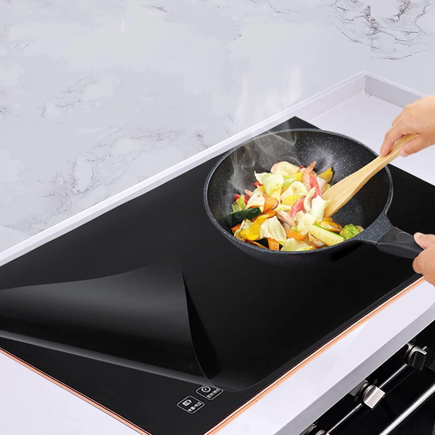 OMJMYY 78 x 52 Large Induction Hob Protector Mat Silicone Induction Hob Cover (Magnetic) Cooktop Scratch Protector Heat Resistant Anti Slip BPA Free for Induction Stove Multifunctional Silicone Mats - Amazing Gadgets Outlet