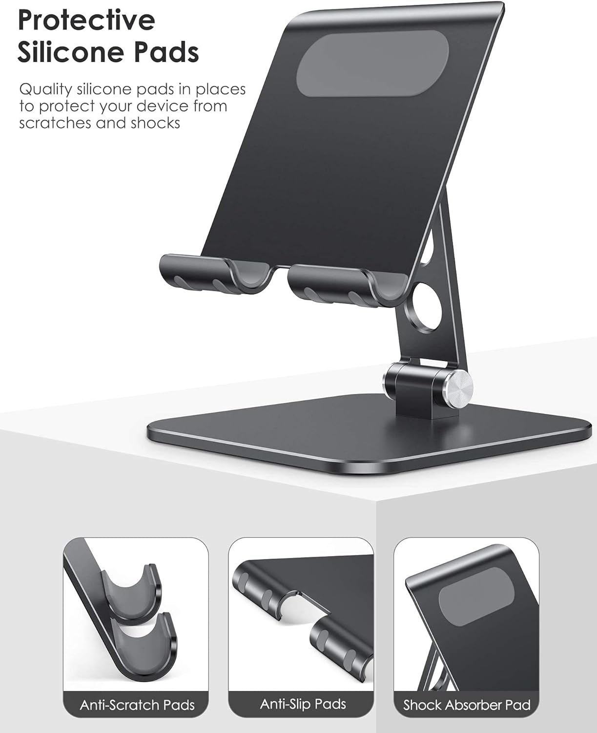 OMOTON Upgraded Adjustable Tablet Stand Holder, Heavy Duty Foldable Stand for iPad Pro/Air/Mini, Surface Pro, 4.7'' - 15.6', Black - Amazing Gadgets Outlet