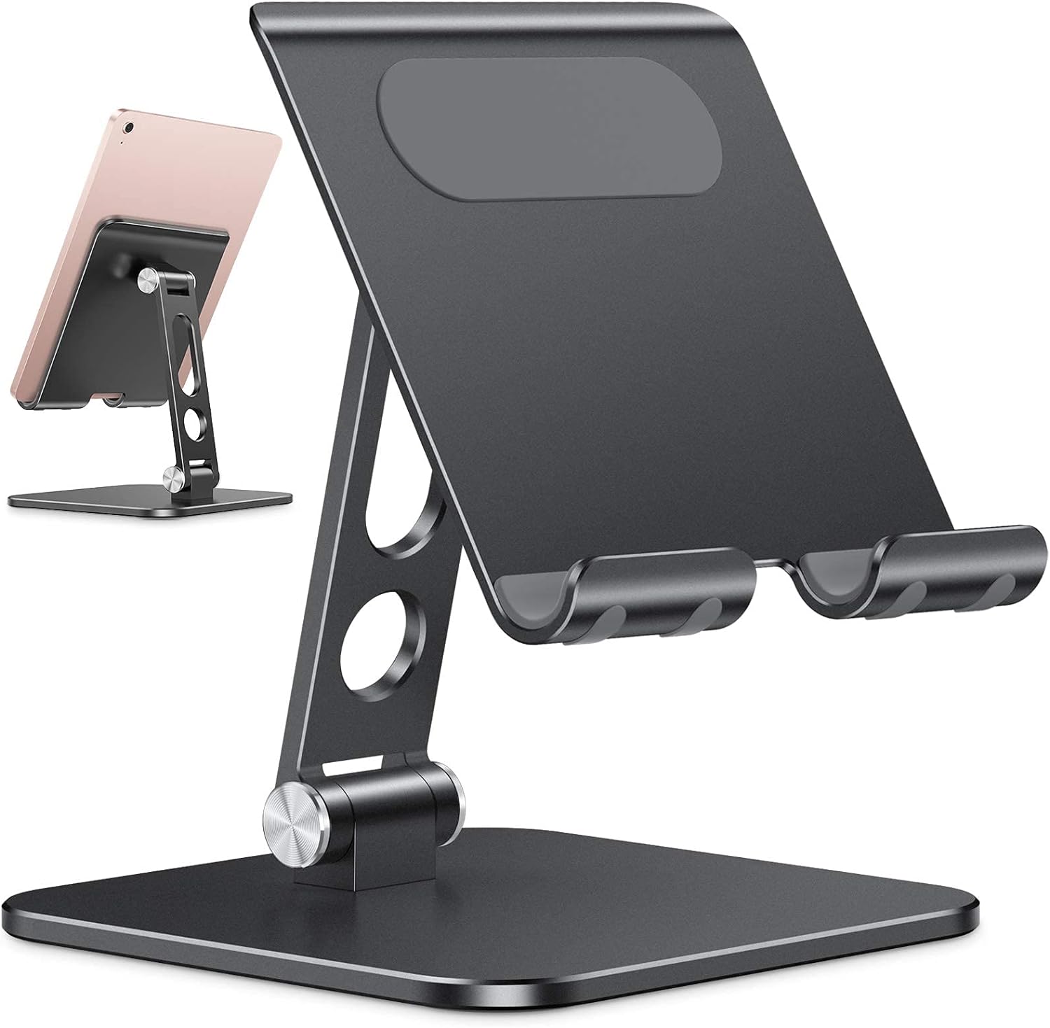 OMOTON Upgraded Adjustable Tablet Stand Holder, Heavy Duty Foldable Stand for iPad Pro/Air/Mini, Surface Pro, 4.7'' - 15.6', Black - Amazing Gadgets Outlet