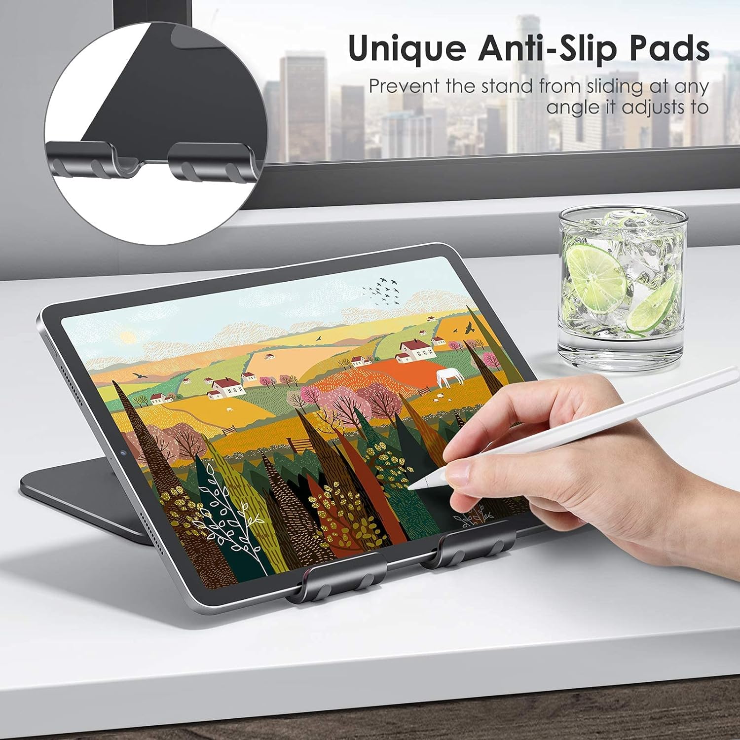 OMOTON Upgraded Adjustable Tablet Stand Holder, Heavy Duty Foldable Stand for iPad Pro/Air/Mini, Surface Pro, 4.7'' - 15.6', Black - Amazing Gadgets Outlet