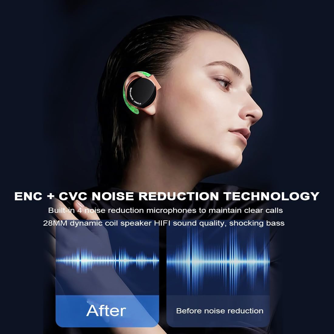 On Ear Headphones Bluetooth 5.3 Clip on Headphones Wireless Open Ear Clip Headphones Wireless Headphones Ear Hook Earbuds Wireless Earhooks Clip Over Ear Bluetooth Earphones Wireless for Home - Amazing Gadgets Outlet