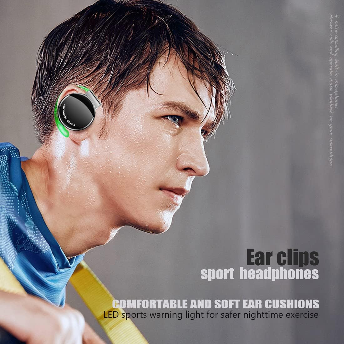 On Ear Headphones Bluetooth V5.3, Clip on Headphones Wireless with Earhooks, Noise Cancelling Open Ear Headphones Bluetooth Headset with 4 Microphones, Sports Headphones with Long Battery Life - Amazing Gadgets Outlet