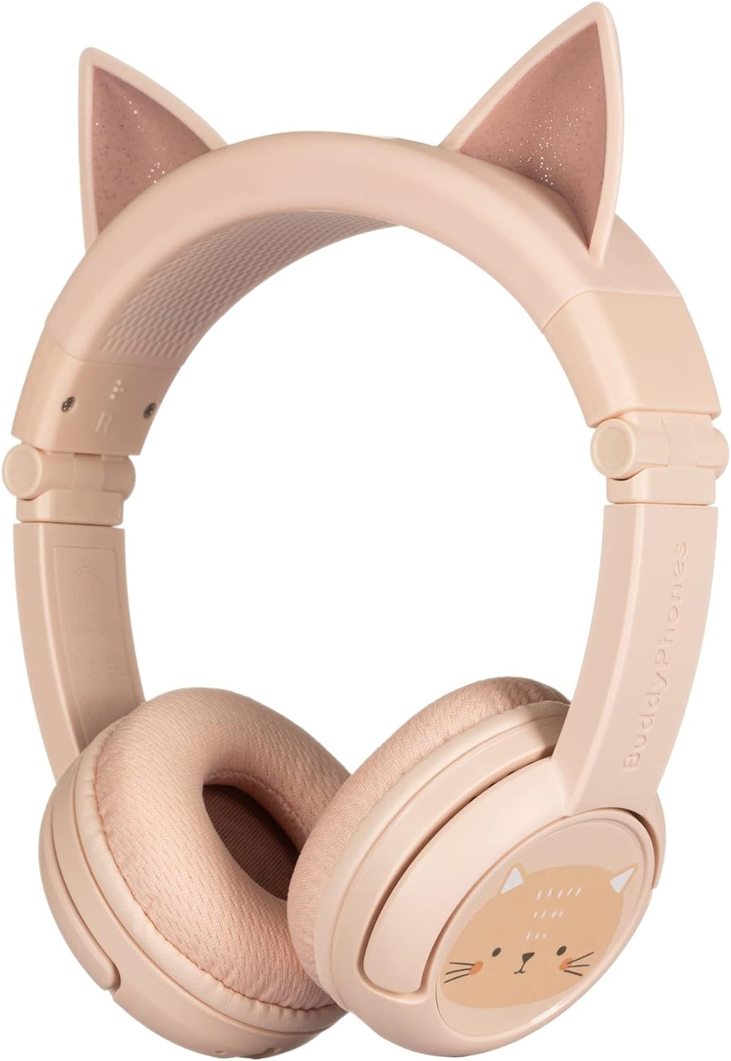 ONANOFF BuddyPhones PlayEars Plus, Cat Ear Foldable Bluetooth Kids Headphones with Microphone, SafeAudio Volume - Limiting 75/85/94dB, Works Wired or Wireless, for iPhone/iPad/Tablet/PC and more - Amazing Gadgets Outlet