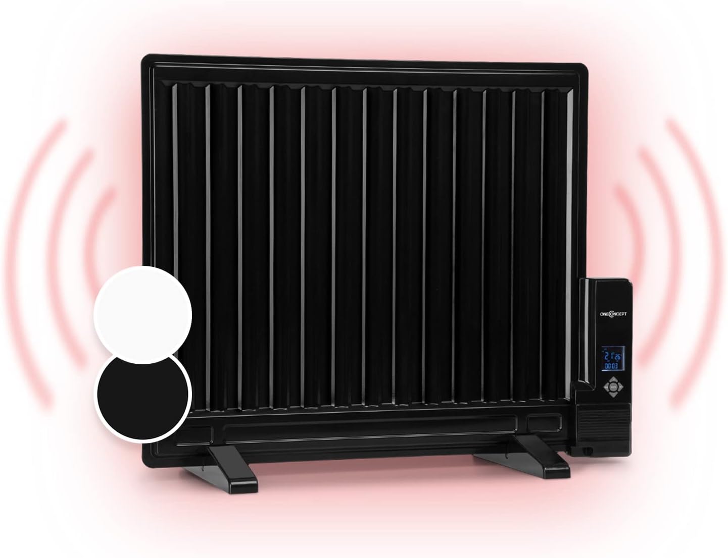 oneConcept Heater Radiator, Oil Heaters for Home Low Energy Silent, 800W Wall Mount Oil Radiator Thermostat, Free Stranding Portable Room Heater w/Touch Control, Smart Personal Heating Oil Radiators - Amazing Gadgets Outlet