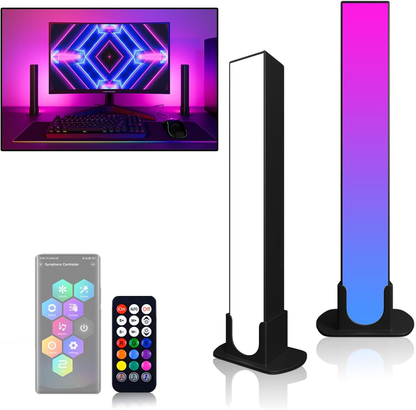 OneWatt Smart Flow Light Bar, RGB LED Lamp with Multiple Light Effects, Ambance Light bar, APP Control, Mood Light, Ambient Lighting for Gaming TV PC Room Decoration Movies - Amazing Gadgets Outlet