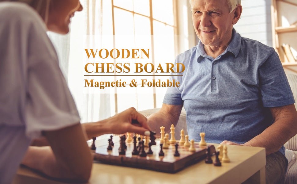 OOCOME Wooden Chess Set for Adults, Portable Chess Board Folding Magnetic Chess Sets Boards Game for Beginners Travel Chess Piece Set with Portable Storage Board - Amazing Gadgets Outlet