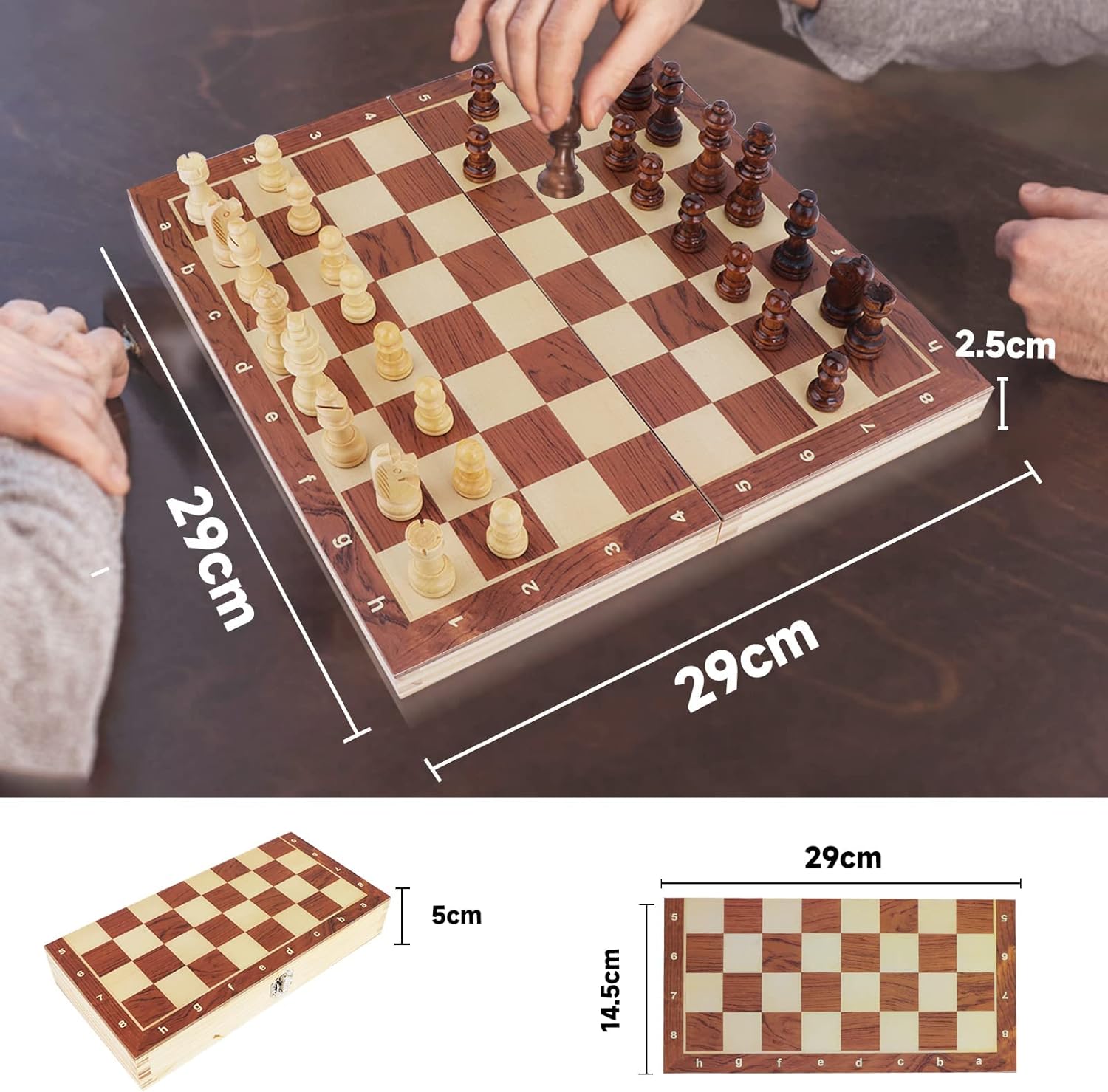 OOCOME Wooden Chess Set for Adults, Portable Chess Board Folding Magnetic Chess Sets Boards Game for Beginners Travel Chess Piece Set with Portable Storage Board - Amazing Gadgets Outlet