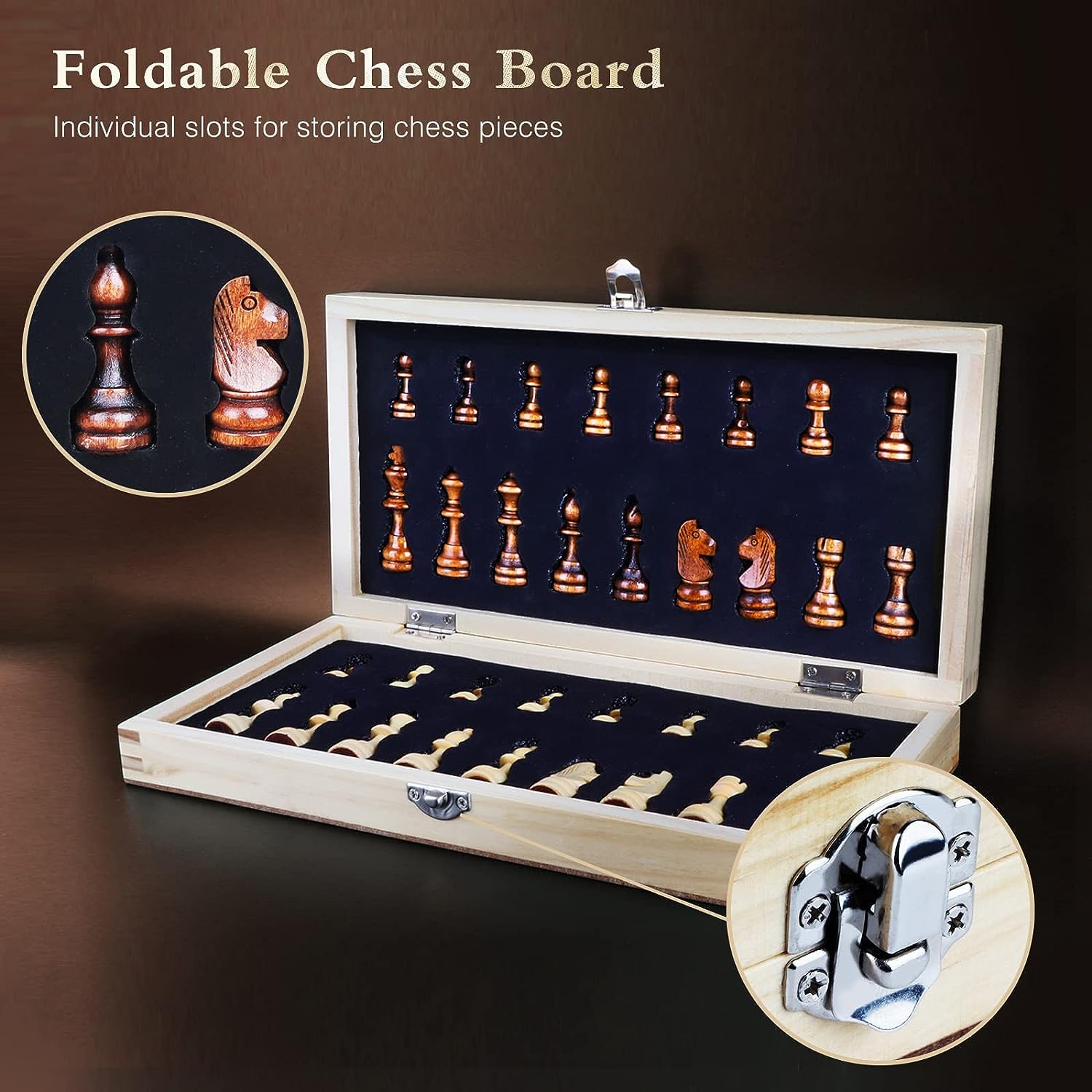 OOCOME Wooden Chess Set for Adults, Portable Chess Board Folding Magnetic Chess Sets Boards Game for Beginners Travel Chess Piece Set with Portable Storage Board - Amazing Gadgets Outlet