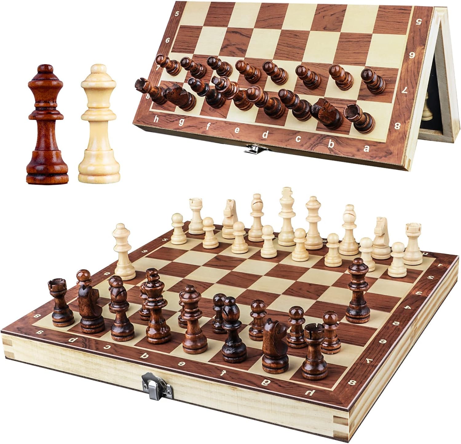 OOCOME Wooden Chess Set for Adults, Portable Chess Board Folding Magnetic Chess Sets Boards Game for Beginners Travel Chess Piece Set with Portable Storage Board - Amazing Gadgets Outlet