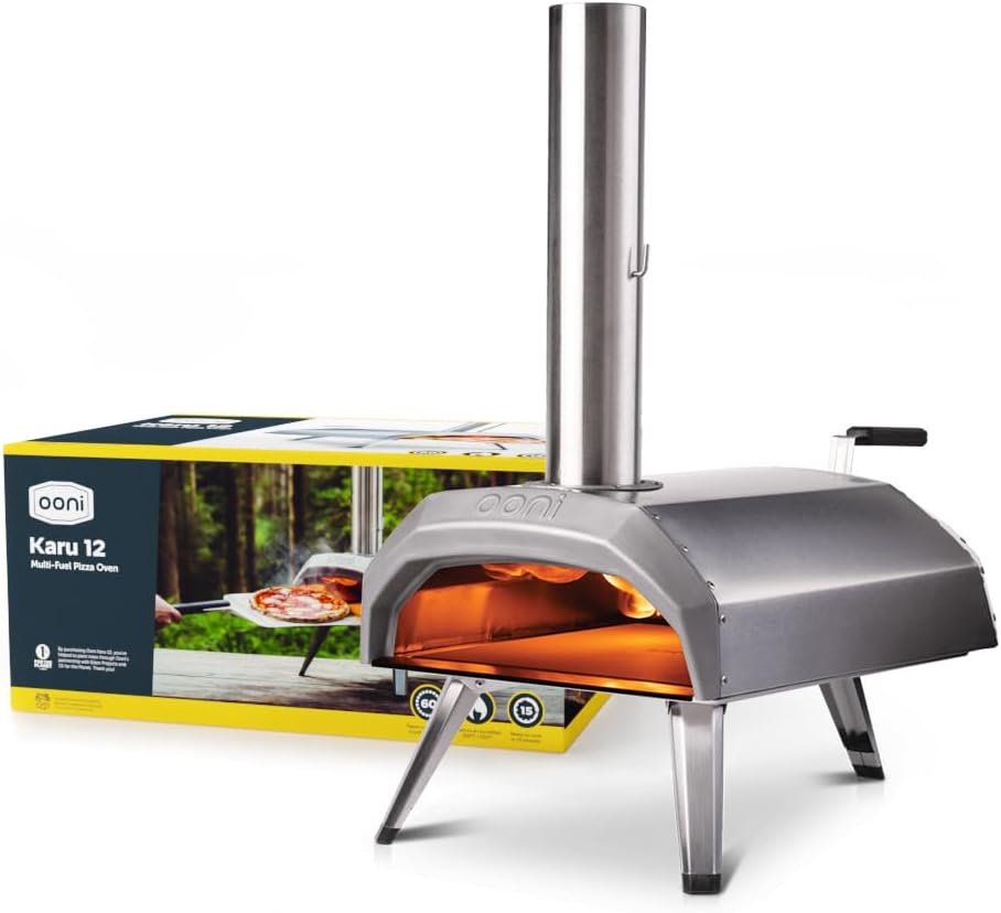 Ooni Karu 12 Multi - Fuel Outdoor Pizza Oven – Portable Wood and Gas Fired Pizza Oven with Pizza Stone, Outdoor Ooni Pizza Oven - Woodfired & Stonebaked Pizza Maker, Countertop Dual Fuel Pizza Oven - Amazing Gadgets Outlet