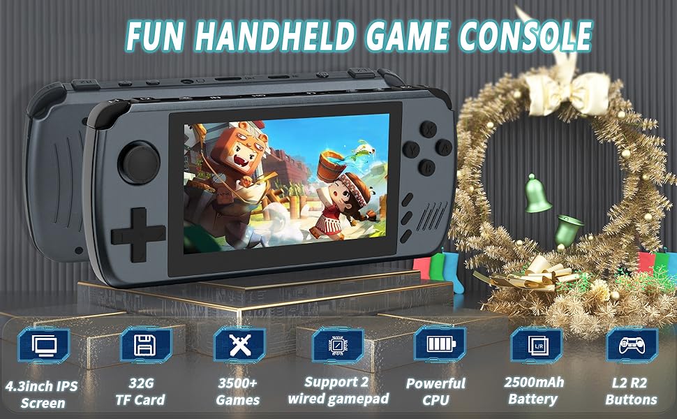 Open Source Handheld Game Console - 4.3 Inch IPS HD Retro Game Console with ATM7051 Quad Core ARM CORTEX - A9 CPU, Classic Video Games, Multi - Emulator Support, HD Output, and TF Card Expansion - Amazing Gadgets Outlet