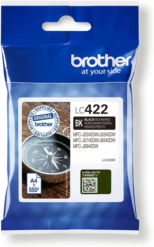 Original Brother LC - 422BK Black Ink Cartridge for Approx. 550 Pages for MFC - J5340DW, MFC - J5345DW, MFC - J5740DW, MFC - J6540DW, MFC - J6940DW - Amazing Gadgets Outlet