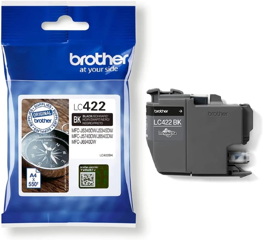 Original Brother LC - 422BK Black Ink Cartridge for Approx. 550 Pages for MFC - J5340DW, MFC - J5345DW, MFC - J5740DW, MFC - J6540DW, MFC - J6940DW - Amazing Gadgets Outlet