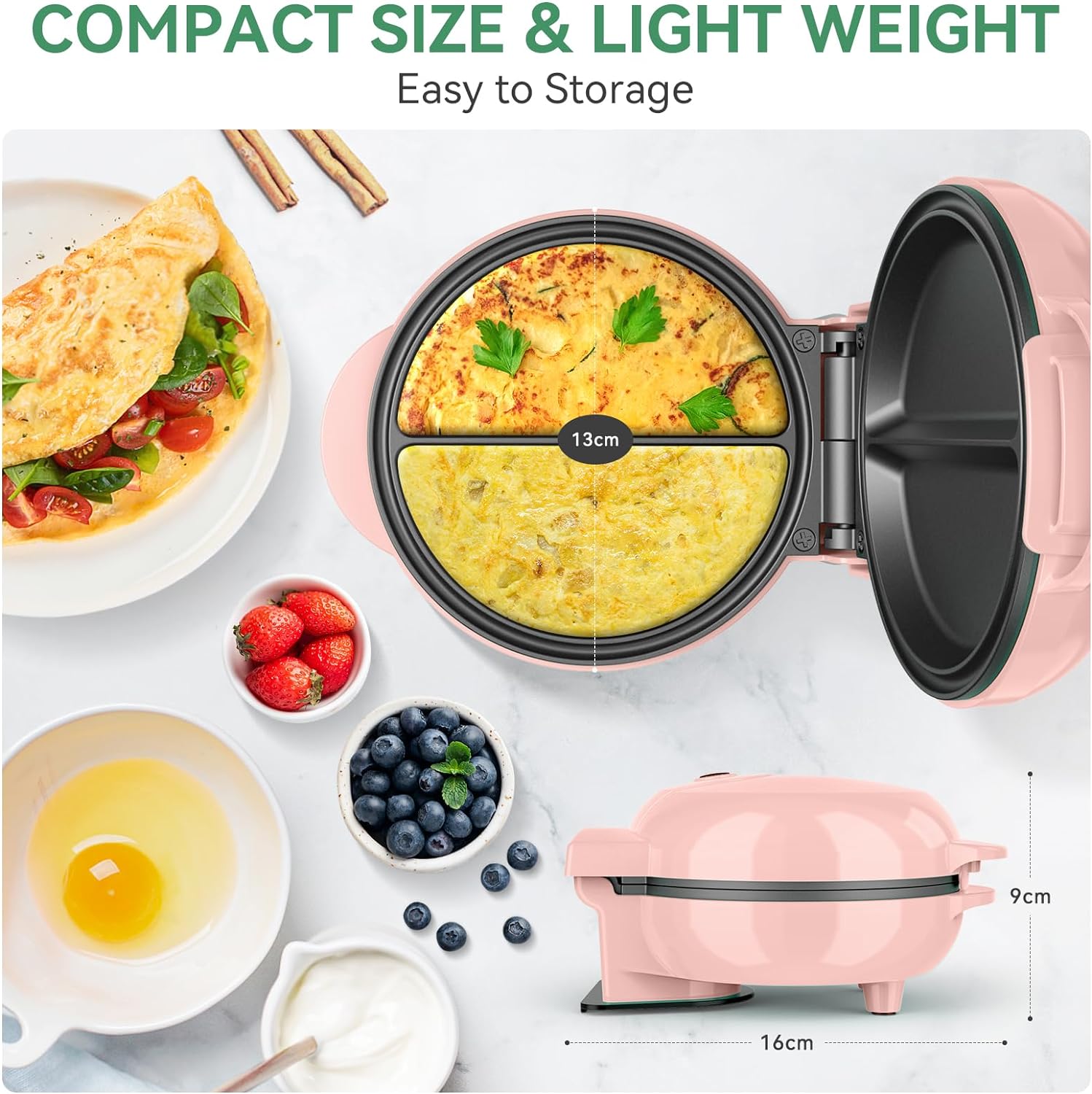 OSTBA APPLIANCE JK - 109C, 550W Electric Multi - cookers, Mini Omelette Maker Non Stick, Easy Clean, Compact Desgin, Aluminium, 550 W, 200 milliliters, PINK - Amazing Gadgets Outlet